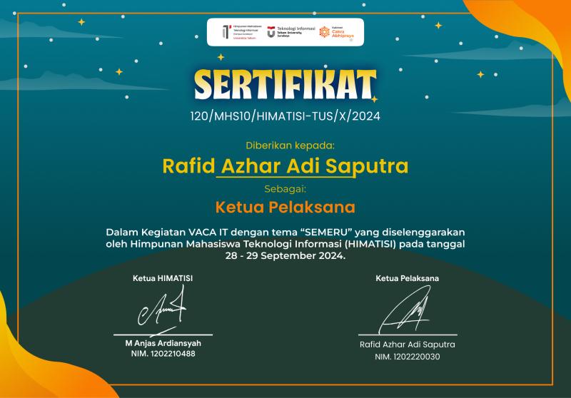Certificate for Chief Executive, Makrab 2024 at HIMATISI